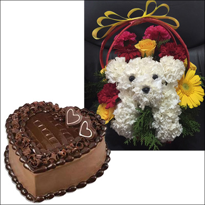 "Cute Flower Puppy with Cake - Click here to View more details about this Product